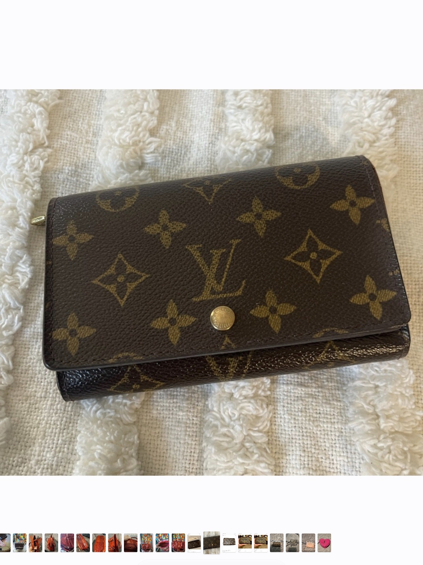 Louis Vuitton Brown Monogram Wallet W/Snap& Zip Cooin Pocket, Folding Card.